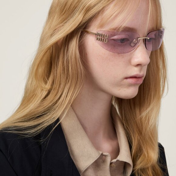 Miu Miu Women’s Rectangle Sunglasses – Gold Pink Model MUA51S | Color ZVN90O